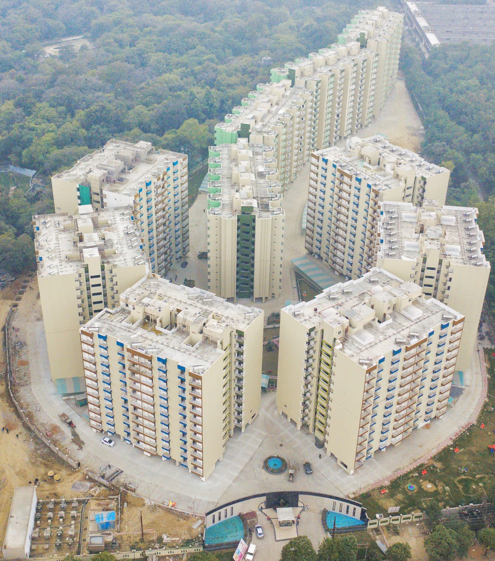 Aerial view of a residential housing project