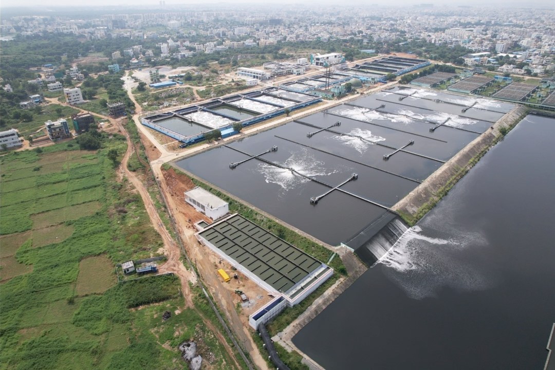 Aerial view of the Nagole sewage treatment plant