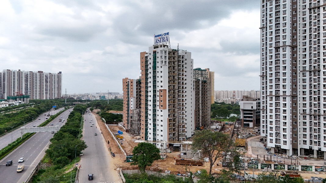 Aerial view of a modern township